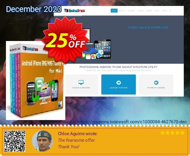 Backuptrans Android iPhone SMS/MMS Transfer plus for Mac (Family Edition) megah kode voucher Screenshot