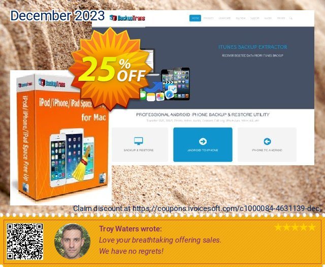 Backuptrans iPod/iPhone/iPad Space Free Up for Mac (Business Edition) super Verkaufsförderung Bildschirmfoto