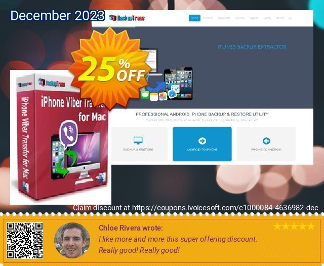 Backuptrans iPhone Viber Transfer for Mac (Family Edition) aufregende Promotionsangebot Bildschirmfoto