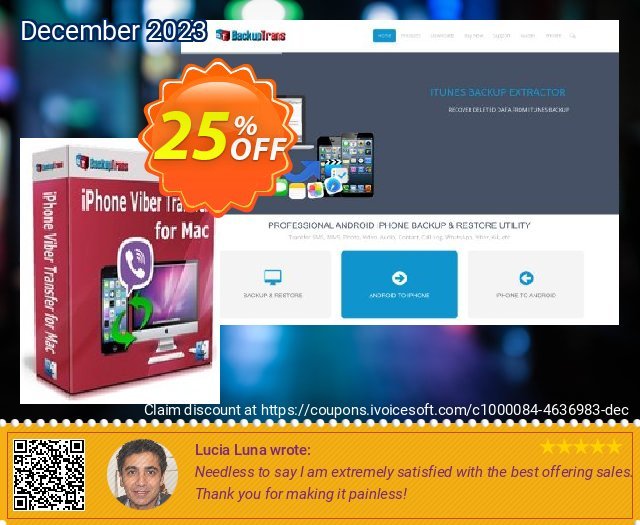Backuptrans iPhone Viber Transfer for Mac (Business Edition) spitze Diskont Bildschirmfoto