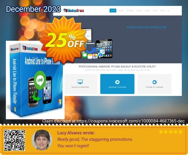Backuptrans Android Line to iPhone Transfer (Business Edition) discount 25% OFF, 2024 Labour Day offering sales. Backuptrans Android Line to iPhone Transfer (Business Edition) amazing sales code 2024