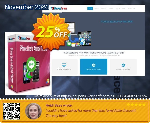 Backuptrans iPhone Line to Android Transfer (Family Edition) großartig Promotionsangebot Bildschirmfoto