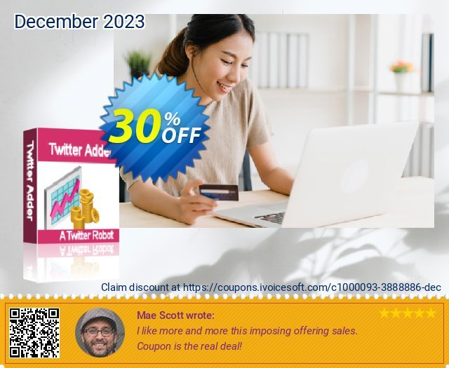 The Twitter Adder discount 30% OFF, 2024 April Fools' Day promo. The Twitter Adder staggering discount code 2024