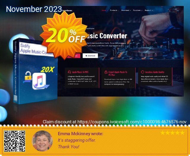Sidify Apple Music Converter fantastisch Außendienst-Promotions Bildschirmfoto