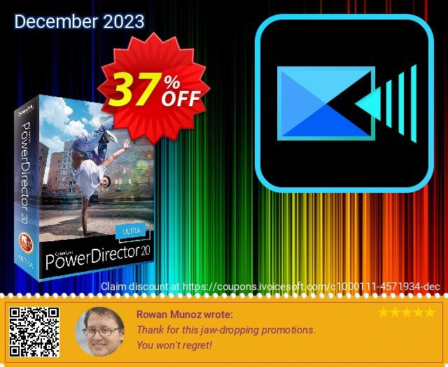 PowerDirector 20 Ultra discount 37% OFF, 2022 Happy New Year promo sales. PowerDirector exclusive promotions code 2022