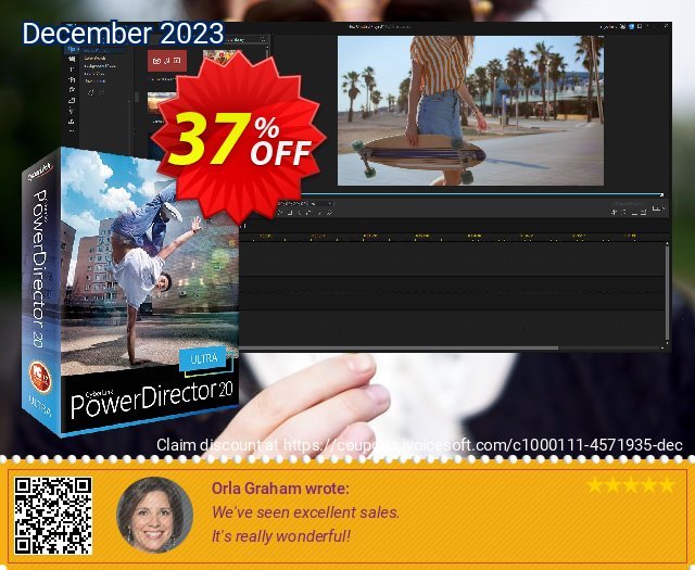 PowerDirector 20 discount 37% OFF, 2022 January promo. PowerDirector  Awesome sales code 2022