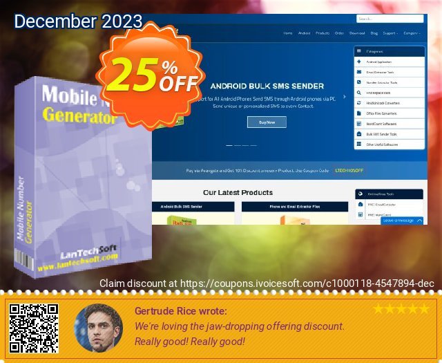 LantechSoft Mobile Numbers Generator discount 25% OFF, 2024 World Backup Day offering sales. Christmas Offer