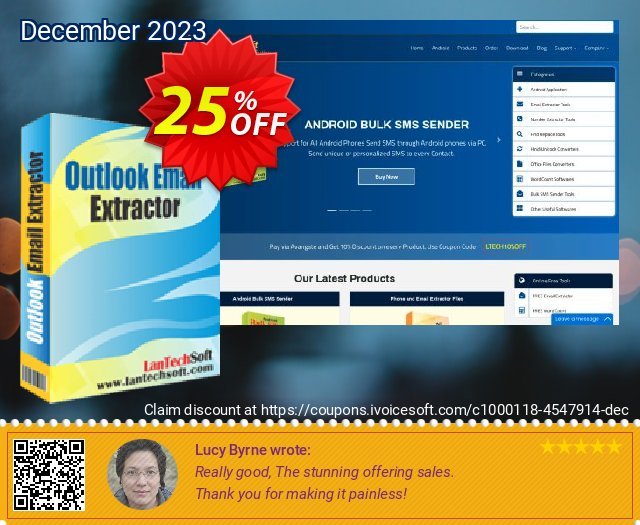LantechSoft Outlook Email Extractor discount 25% OFF, 2024 World Backup Day offering sales. Christmas Offer