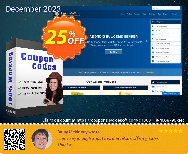LantechSoft Bundle Bulk Mailer and Android SMS Sender discount 25% OFF, 2024 April Fools' Day deals. Christmas Offer