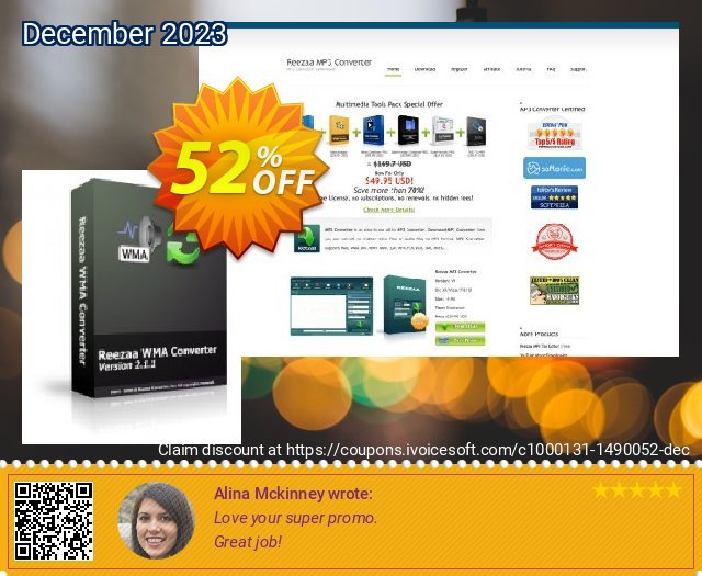 Reezaa WMA Converter wunderbar Verkaufsförderung Bildschirmfoto