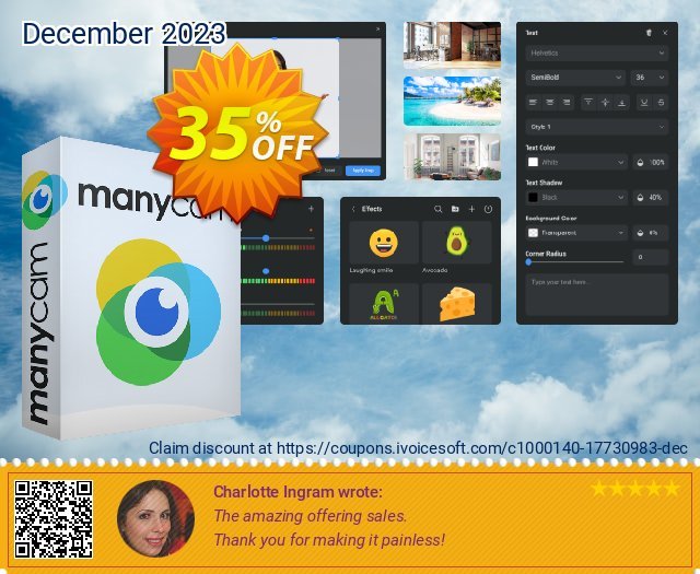 ManyCam Enterprise (5 users) formidable Nachlass Bildschirmfoto