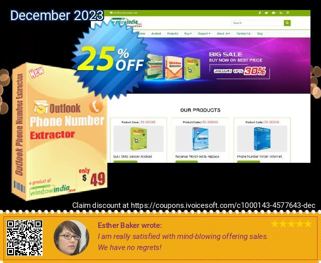 WindowIndia Outlook Phone Number Extractor impresif promo Screenshot