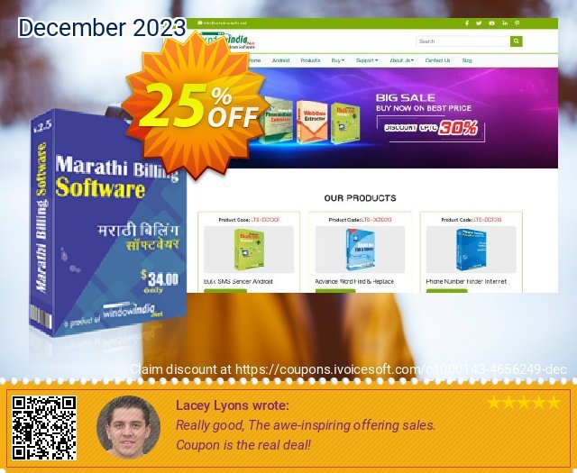 WindowIndia Marathi Billing Software discount 25% OFF, 2024 African Liberation Day offering sales. Christmas OFF