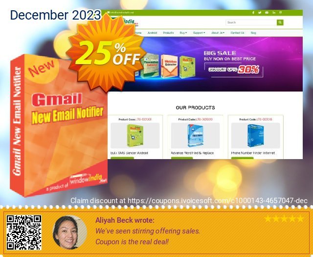WindowIndia Gmail New Email Notifier discount 25% OFF, 2024 Easter Day promo. Christmas OFF