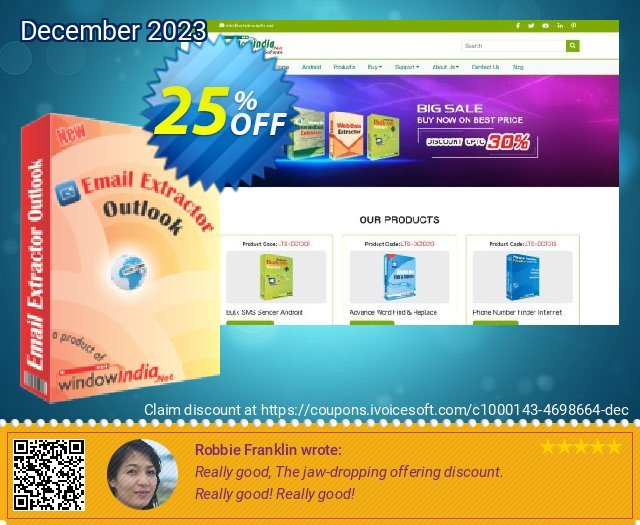 WindowIndia Email Extractor Outlook beeindruckend Sale Aktionen Bildschirmfoto