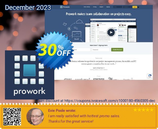 Prowork Business Annual Plan atemberaubend Ermäßigungen Bildschirmfoto