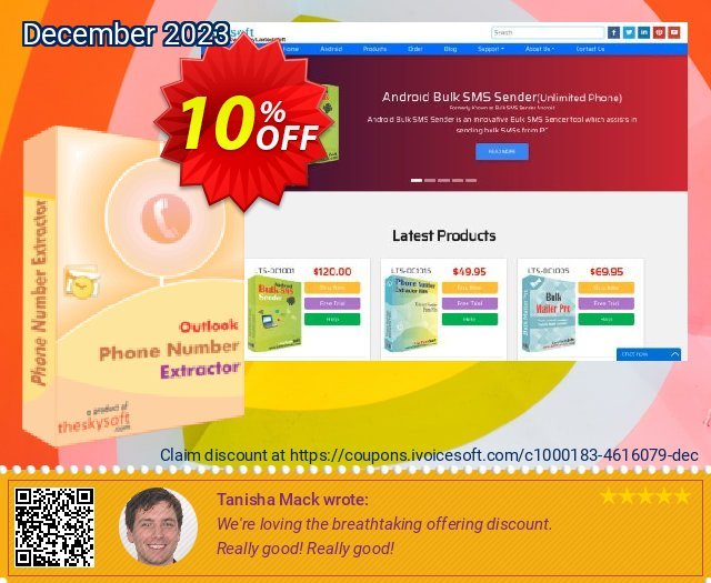 TheSkySoft Outlook Phone Number Extractor discount 10% OFF, 2024 Spring offering sales. 10%Discount