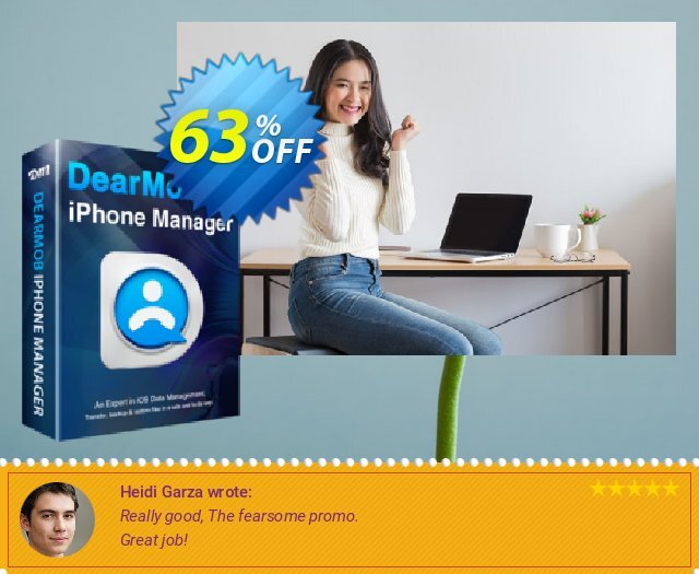 DearMob iPhone Manager (Lifetime 2 PCs) discount 63% OFF, 2024 Easter Day promo sales. DearMob iPhone Manager - Lifetime 2PCs Super promo code 2024