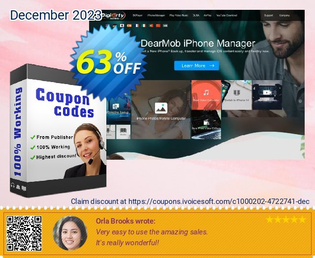 DearMob iPhone Manager (Family License 5 PCs) discount 63% OFF, 2024 Mother Day offering sales. DearMob iPhone Manager - Family License 3 - 5 PCs Special deals code 2024