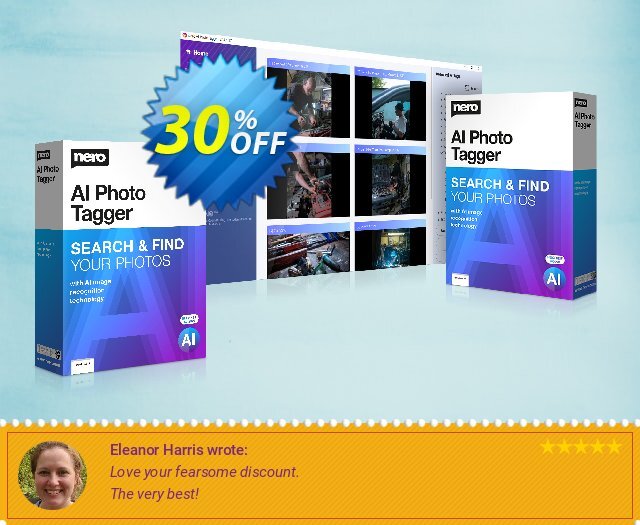 Nero AI Photo Tagger 2024 discount 30% OFF, 2024 Parents' Day offering sales. 30% OFF Nero AI Photo Tagger 2024, verified