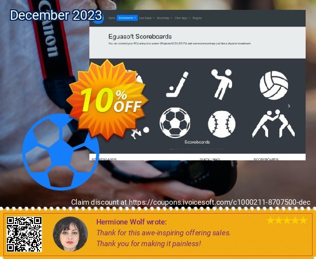 Eguasoft Soccer Scoreboard menakuntukan voucher promo Screenshot