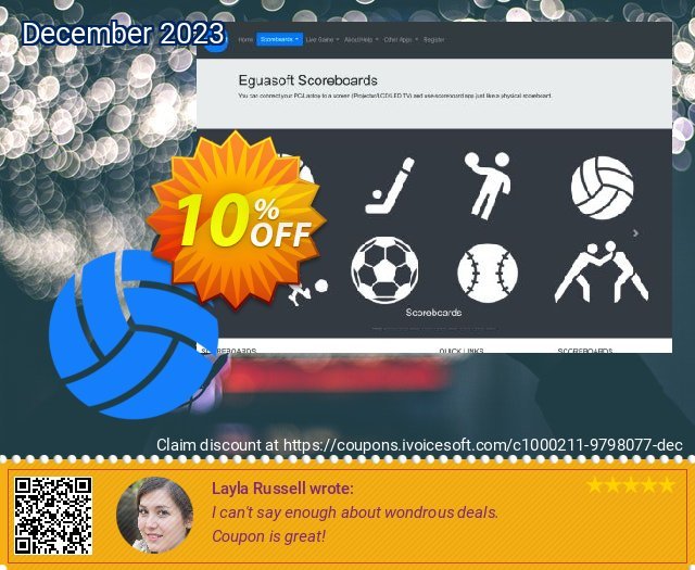 Eguasoft Volleyball Scoreboard menakuntukan penawaran loyalitas pelanggan Screenshot