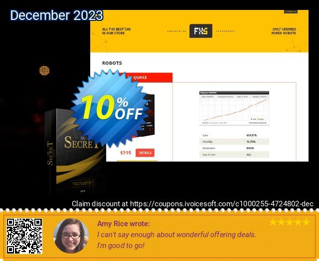 FX-Secret Premium discount 10% OFF, 2022 Happy New Year offering sales. FX-Secret Premium dreaded offer code 2022
