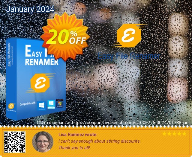 Easy File Renamer Family Pack (2 year) discount 20% OFF, 2024 Int' Nurses Day offer. 20% OFF Easy File Renamer Family Pack (2 year), verified