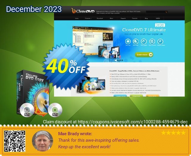 CloneDVD DVD Copy 1 year /1 PC discount 40% OFF, 2024 Spring promo sales. CloneDVD DVD Copy 1 year /1 PC special offer code 2024