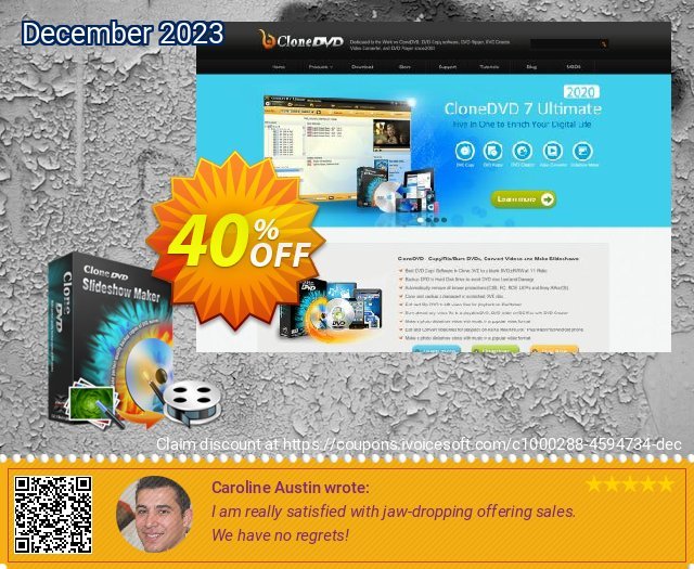 CloneDVD Slideshow Maker 1 year/1 PC luar biasa promo Screenshot