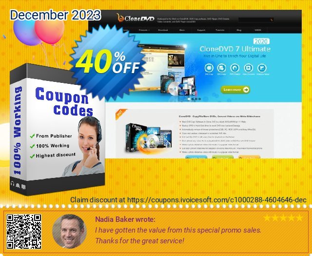 CloneDVD 4/5/6 upgrade to CloneDVD 7 Ultimate 4 years / 1 PC discount 40% OFF, 2024 April Fools' Day promotions. CloneDVD 4/5/6 upgrade to CloneDVD 7 Ultimate 4 years / 1 PC stirring deals code 2024