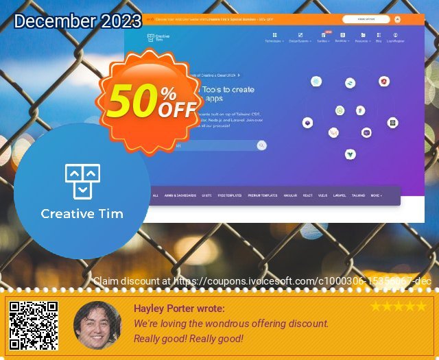 Creative Tim Big Bundle Black Friday 2018 discount 50% OFF, 2022 Memorial Day offering sales. 100WOW
