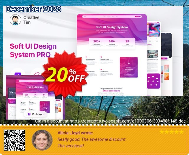 Soft UI Design System PRO Enterprise Annual discount 20% OFF, 2024 April Fools' Day offering sales. 20% OFF Soft UI Design System PRO Enterprise Annual, verified