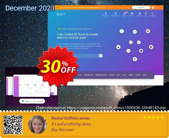 Vue White Dashboard PRO Laravel mengherankan penawaran Screenshot