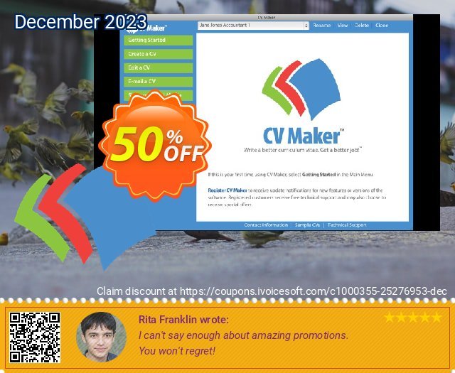 CV Maker discount 50% OFF, 2024 Int' Nurses Day offering sales. Black Friday & Cyber Monday Are Here!