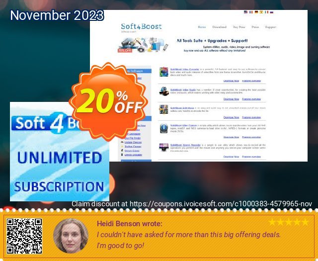 Soft4Boost Unlimited Subscription überraschend Promotionsangebot Bildschirmfoto