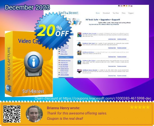 Soft4Boost Video Capture menakuntukan penawaran sales Screenshot