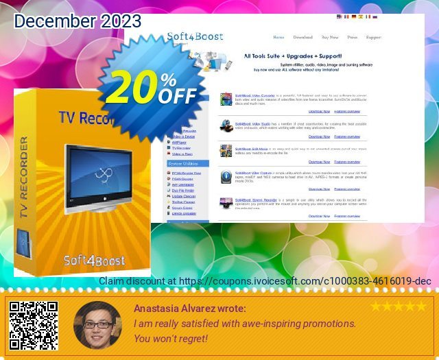 Soft4Boost TV Recorder verwunderlich Preisnachlässe Bildschirmfoto