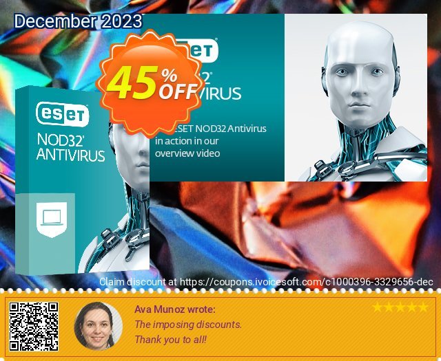 ESET NOD32 Antivirus -  3 Years 4 Devices discount 45% OFF, 2022 New Year's Day offering deals. NOD32 Antivirus - Nouvelle licence 3 ans pour 4 ordinateurs exclusive promotions code 2022