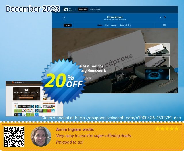 CloneForest Themes marketplace script beeindruckend Verkaufsförderung Bildschirmfoto