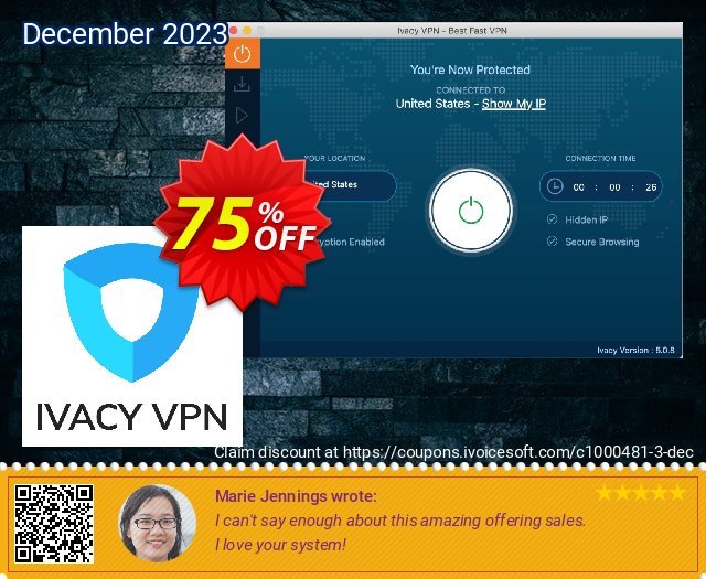 Ivacy VPN (5 years) großartig Preisnachlass Bildschirmfoto