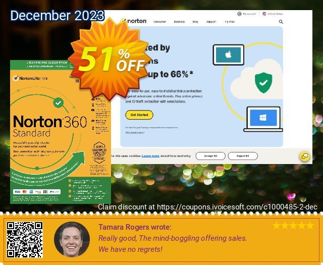 Norton 360 Standard discount 51% OFF, 2024 Easter Day offering sales. 50% OFF Norton 360 Standard, verified