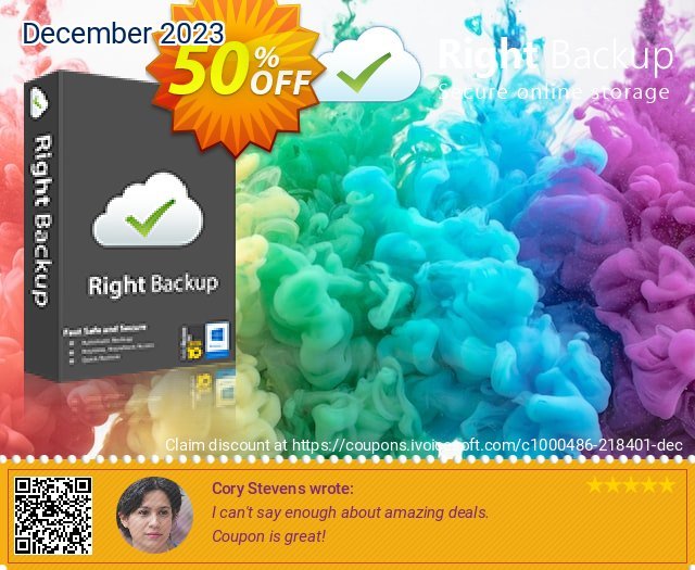Right Backup (1 month) discount 50% OFF, 2022 Happy New Year offering sales. 50% OFF Right Backup (1 month), verified