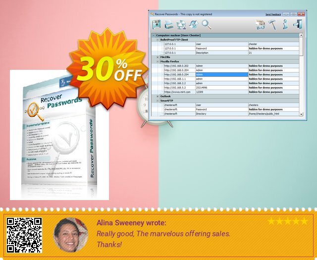 Recover Passwords exklusiv Preisreduzierung Bildschirmfoto