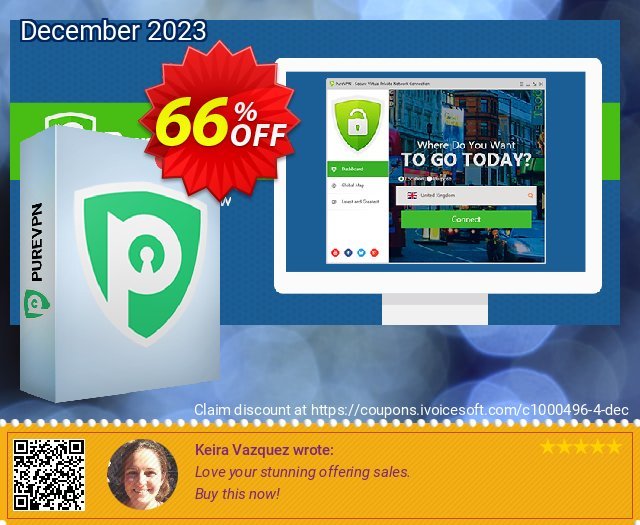 PureVPN 1 Year Plan discount 66% OFF, 2022 January sales. 66% OFF PureVPN 1 Year Plan, verified