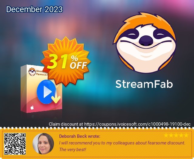StreamFab Paramount Plus Downloader for MAC Lifetime discount 31% OFF, 2024 Mother's Day offering sales. 31% OFF StreamFab FANZA Downloader for MAC, verified