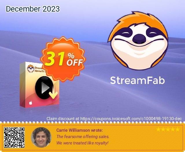 StreamFab AbemaTV Downloader for MAC Lifetime discount 31% OFF, 2024 Mother's Day promo sales. 31% OFF StreamFab AbemaTV Downloader for MAC Lifetime, verified