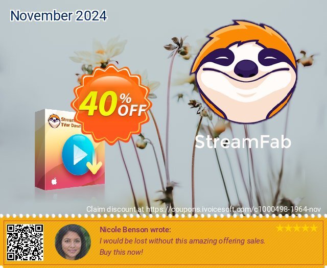 StreamFab TVer Downloader for MAC discount 40% OFF, 2024 Cyber Monday offering sales. 40% OFF StreamFab TVer Downloader, verified