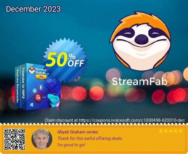 StreamFab YouTube Downloader PRO Lifetime discount 50% OFF, 2024 Mother's Day promotions. 31% OFF StreamFab YouTube Downloader PRO Lifetime, verified
