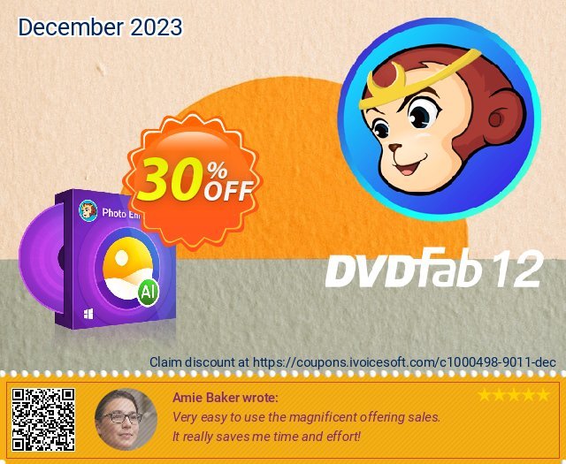 DVDFab Photo Enhancer AI (1 month license) discount 30% OFF, 2022 Mother Day discount. 30% OFF DVDFab Photo Enhancer AI (1 month license), verified
